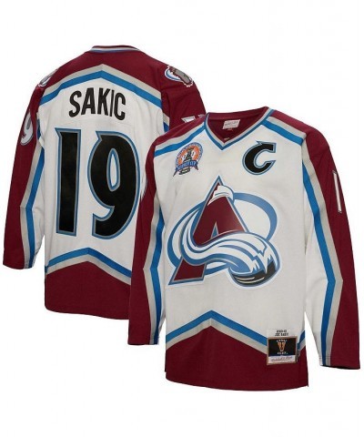 Men's Joe Sakic White Colorado Avalanche 2000 Blue Line Player Jersey $65.10 Jersey