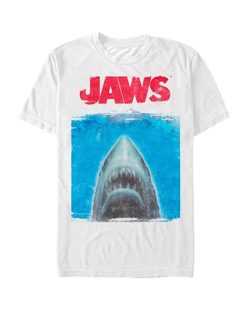 Jaws Men's Shark Movie Poster Short Sleeve T-Shirt White $15.40 T-Shirts