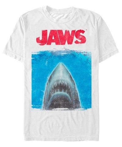 Jaws Men's Shark Movie Poster Short Sleeve T-Shirt White $15.40 T-Shirts