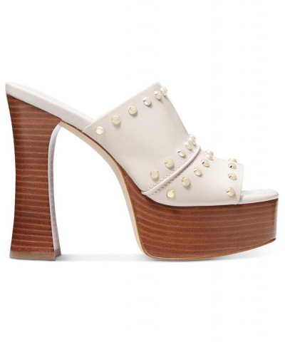 Women's Jagger Studded Platform Mule Sandals Tan/Beige $77.55 Shoes