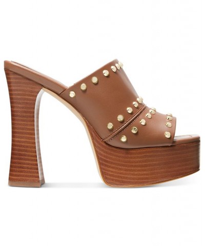 Women's Jagger Studded Platform Mule Sandals Tan/Beige $77.55 Shoes