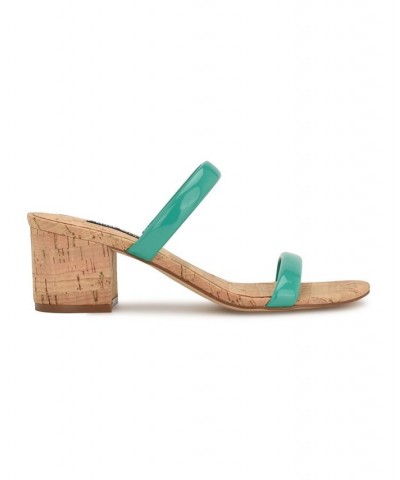 Women's Tae Round Toe Heeled Slide Dress Sandals Green $48.06 Shoes