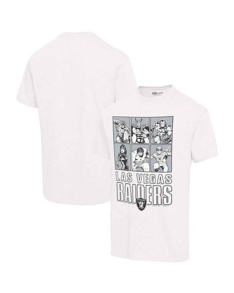 Unisex White Las Vegas Raiders Disney Marvel Avengers Line-Up T-shirt $14.76 T-Shirts