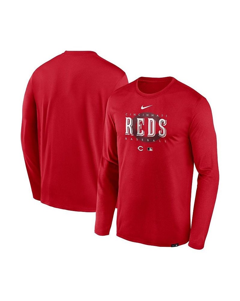 Men's Red Cincinnati Reds Authentic Collection Team Logo Legend Performance Long Sleeve T-shirt $32.99 T-Shirts