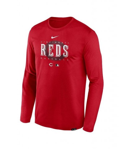 Men's Red Cincinnati Reds Authentic Collection Team Logo Legend Performance Long Sleeve T-shirt $32.99 T-Shirts