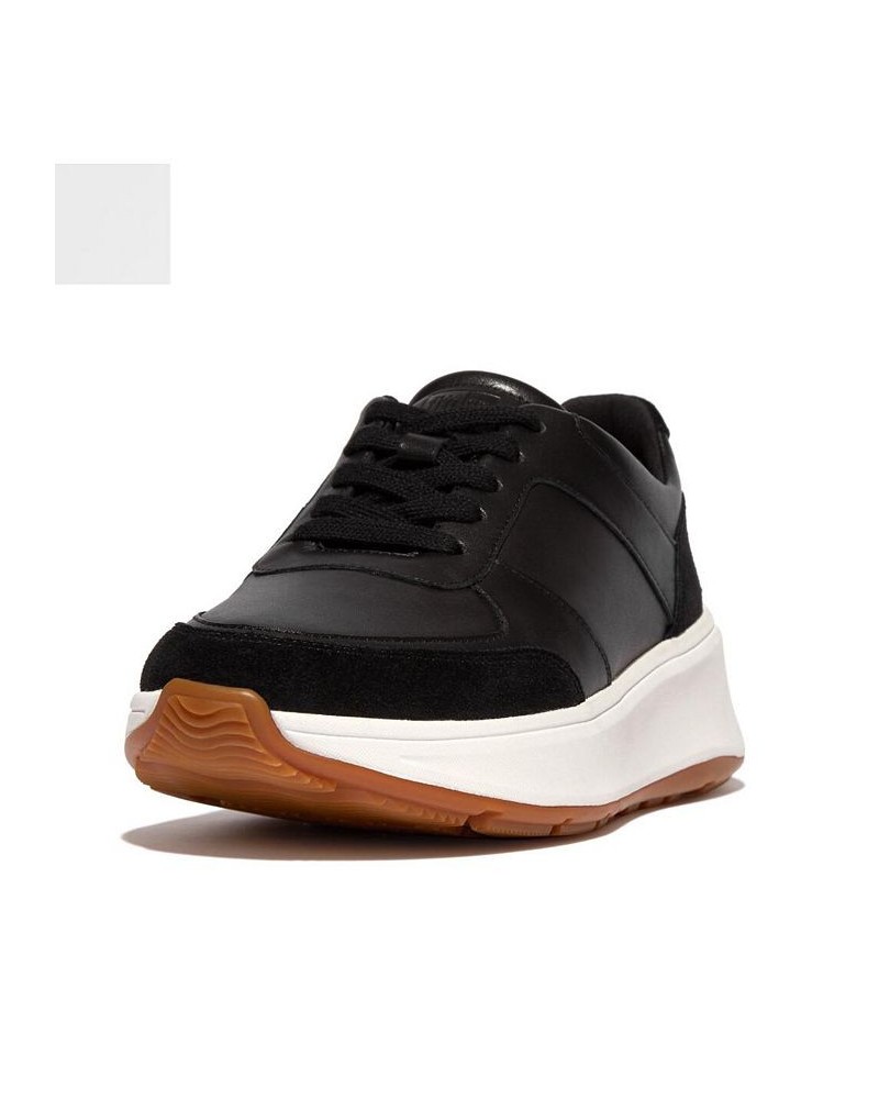 Women's F-Mode Leather or Suede Flatform Trainer Sneakers Black $55.50 Shoes