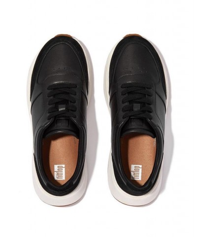 Women's F-Mode Leather or Suede Flatform Trainer Sneakers Black $55.50 Shoes