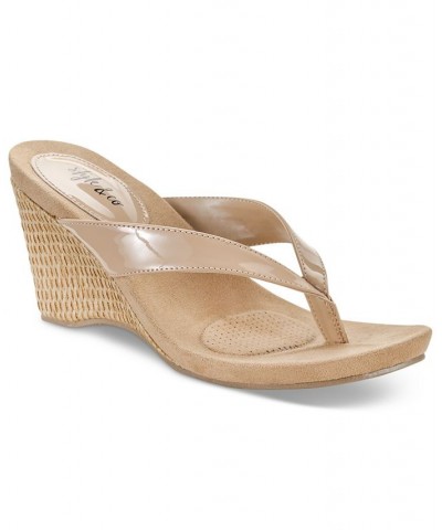 Chicklet Wedge Thong Sandals Tan/Beige $24.99 Shoes