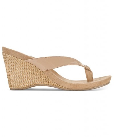 Chicklet Wedge Thong Sandals Tan/Beige $24.99 Shoes