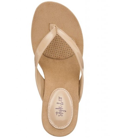 Chicklet Wedge Thong Sandals Tan/Beige $24.99 Shoes