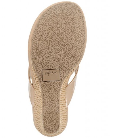 Chicklet Wedge Thong Sandals Tan/Beige $24.99 Shoes