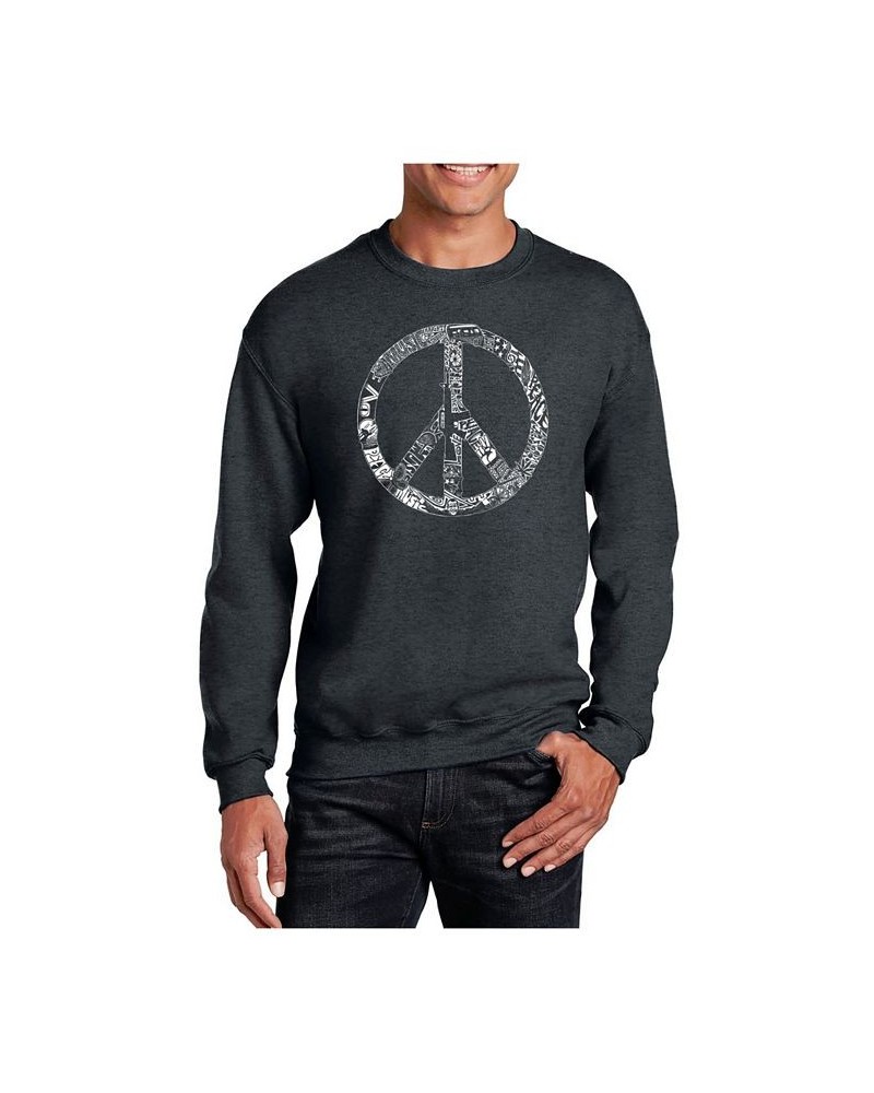 Men's Word Art Peace, Love and Music Crewneck Sweatshirt Gray $25.00 Sweatshirt