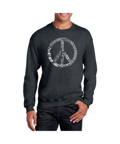 Men's Word Art Peace, Love and Music Crewneck Sweatshirt Gray $25.00 Sweatshirt