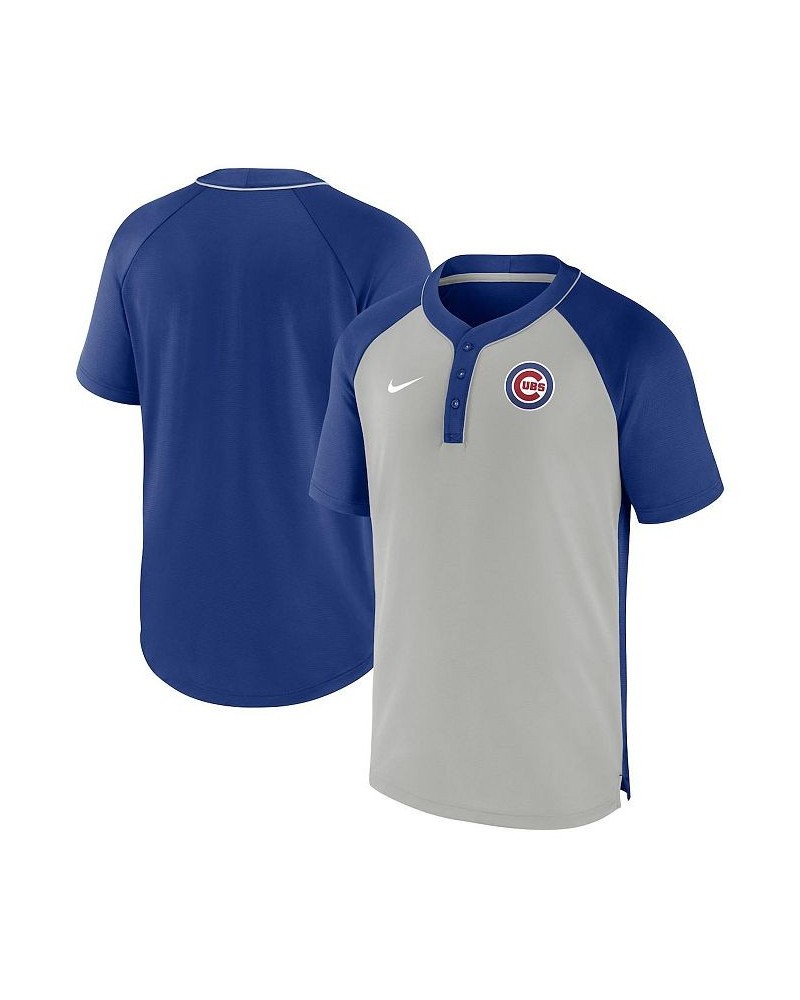 Men's Royal, Silver Chicago Cubs City Plate Performance Henley Raglan T-shirt $37.60 T-Shirts