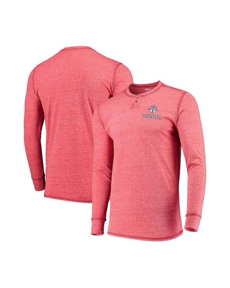 Men's Red Toronto FC Podium Henley Long Sleeve T-shirt $27.99 T-Shirts