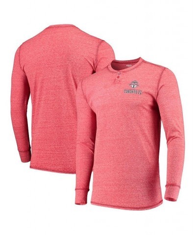 Men's Red Toronto FC Podium Henley Long Sleeve T-shirt $27.99 T-Shirts