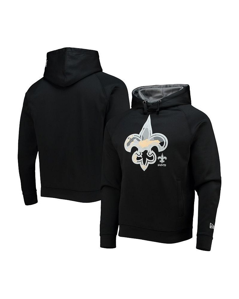 Men's Black New Orleans Saints Training Collection Raglan Pullover Hoodie $29.14 Sweatshirt