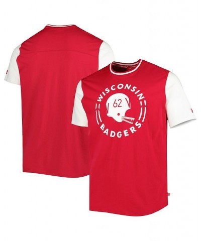 Men's Red and White Wisconsin Badgers Iconic Block T-shirt $29.69 T-Shirts