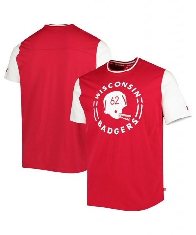 Men's Red and White Wisconsin Badgers Iconic Block T-shirt $29.69 T-Shirts