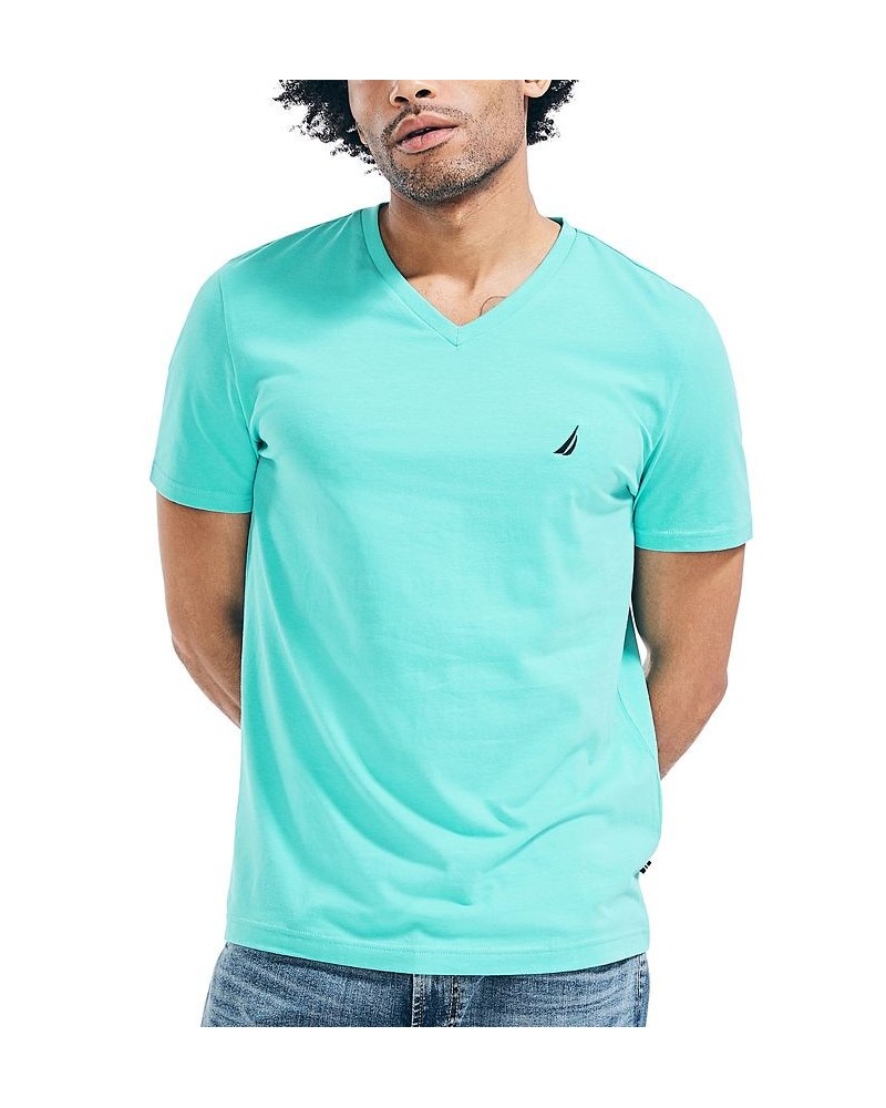 Men's J-Class Logo Classic-Fit Cotton V-Neck T-Shirt Aqua Lagoon $18.21 T-Shirts