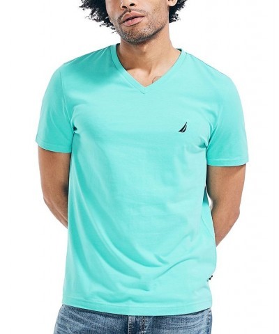 Men's J-Class Logo Classic-Fit Cotton V-Neck T-Shirt Aqua Lagoon $18.21 T-Shirts