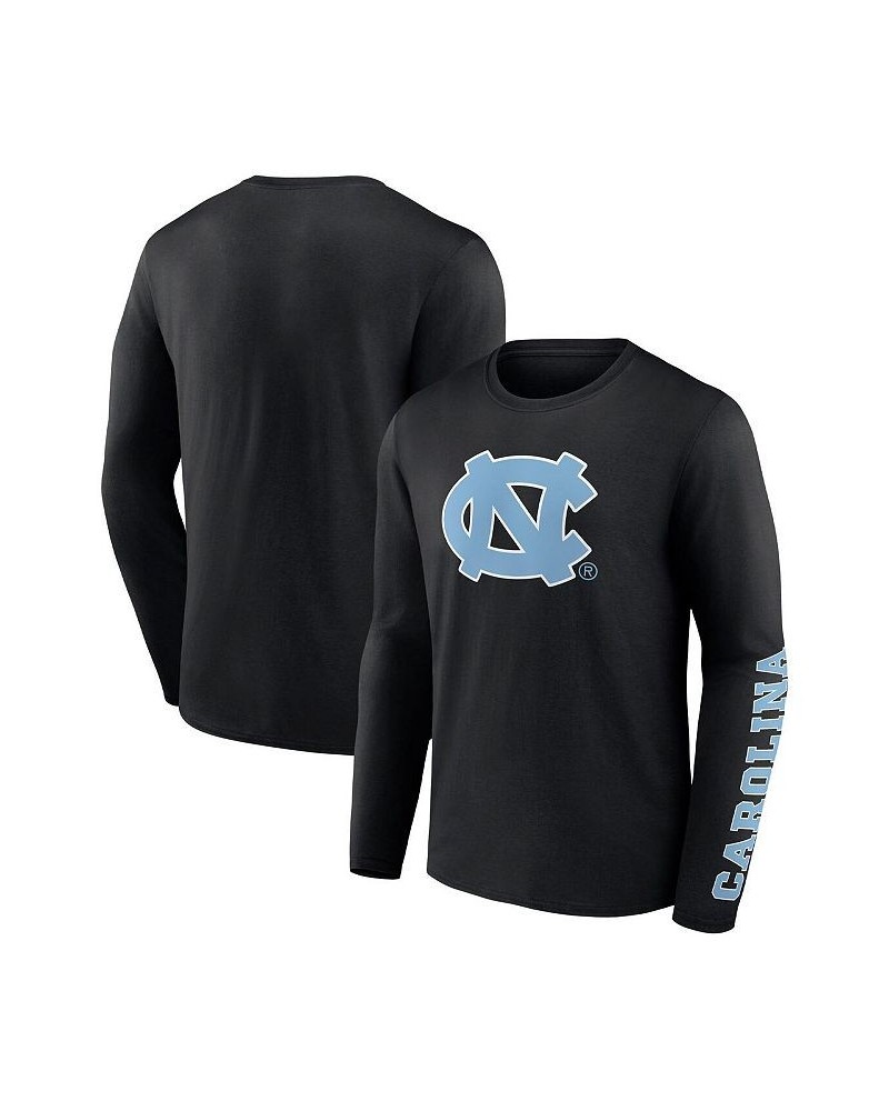 Men's Branded Black North Carolina Tar Heels Double Time 2-Hit Long Sleeve T-shirt $20.70 T-Shirts