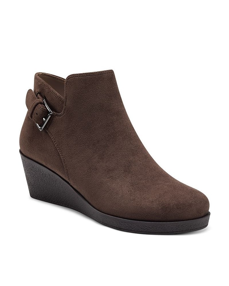 Women's Bradley Wedge Booties Brown $62.35 Shoes