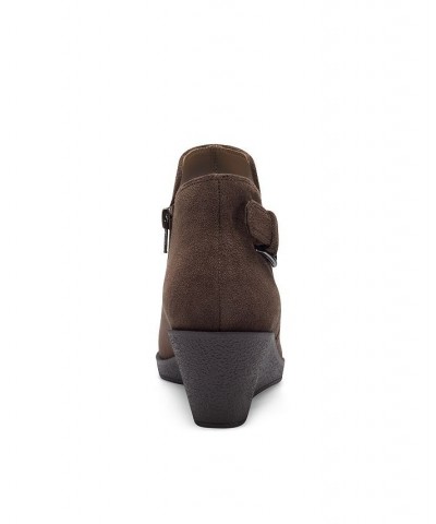 Women's Bradley Wedge Booties Brown $62.35 Shoes