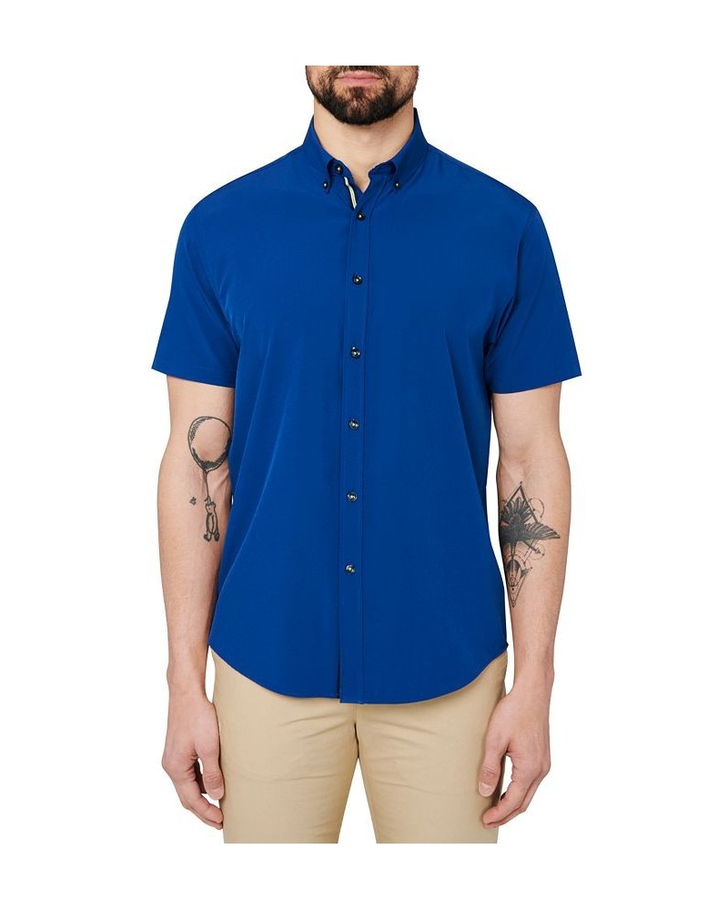 Men's Slim-Fit Blue Button-Down Performance Shirt Blue $31.97 Shirts