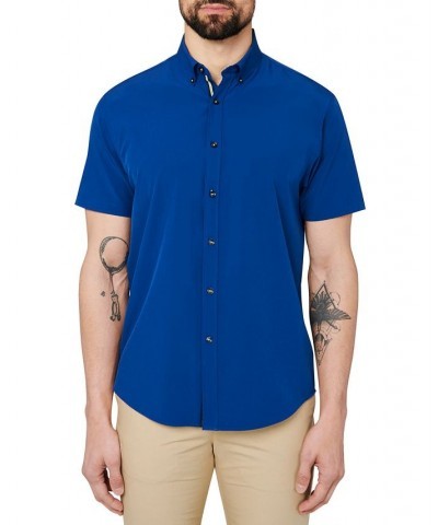 Men's Slim-Fit Blue Button-Down Performance Shirt Blue $31.97 Shirts