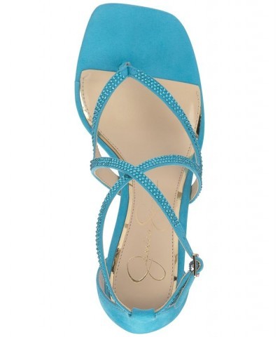 Women's Catarina Strappy Crisscross Dress Sandals Blue $51.23 Shoes