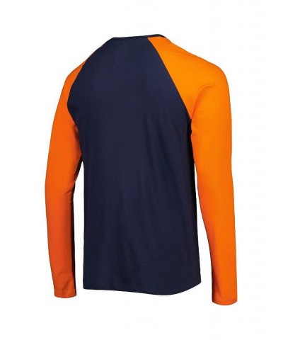 Men's Navy Denver Broncos Current Raglan Long Sleeve T-shirt $22.50 T-Shirts