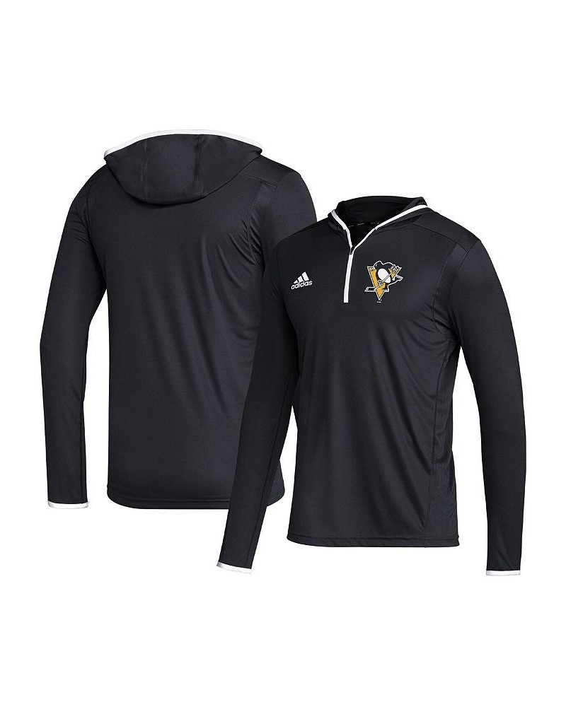 Men's Black Pittsburgh Penguins Team Long Sleeve Quarter-Zip Hoodie T-shirt $24.50 T-Shirts