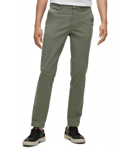 BOSS Men's Slim-Fit Stretch-Cotton Gabarde Chinos Green $72.24 Pants