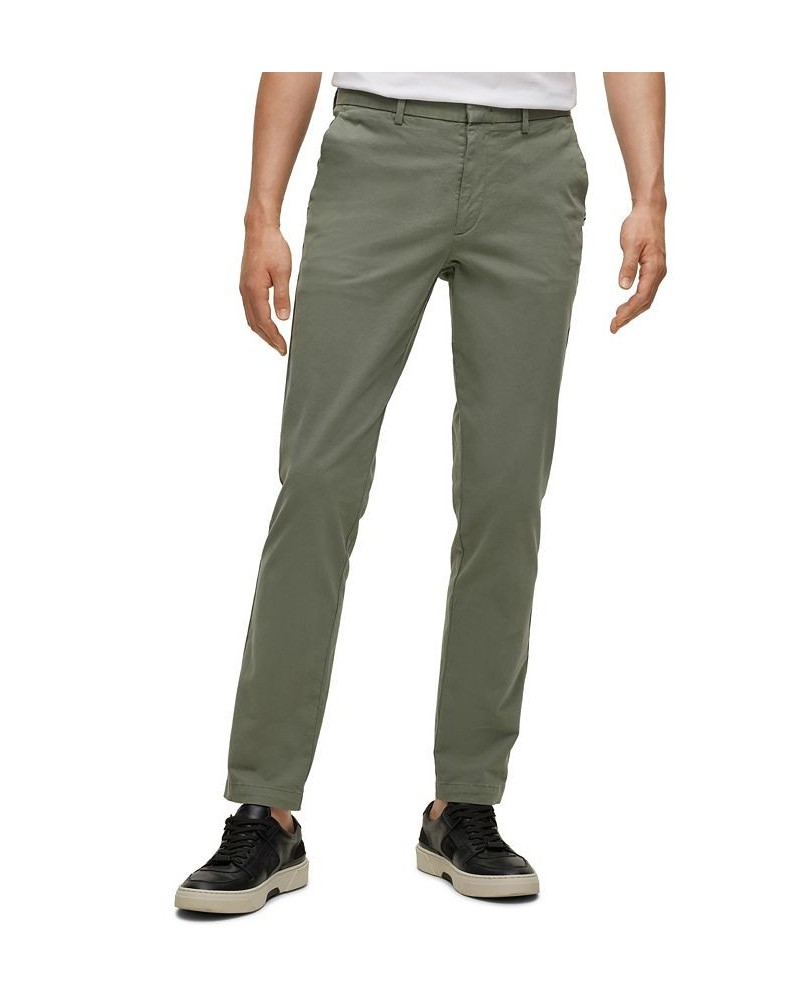 BOSS Men's Slim-Fit Stretch-Cotton Gabarde Chinos Green $72.24 Pants