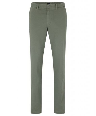 BOSS Men's Slim-Fit Stretch-Cotton Gabarde Chinos Green $72.24 Pants