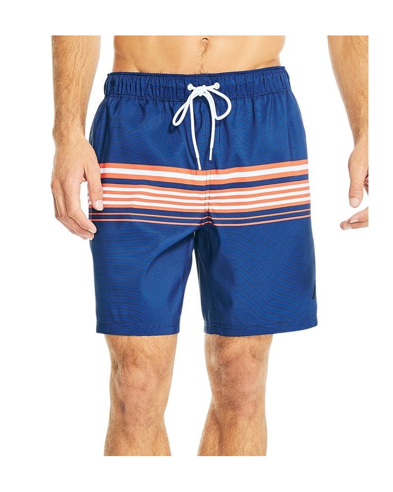 Men's Drawstring Variegated Stripe 6" Swim Trunks Blue $19.51 Swimsuits