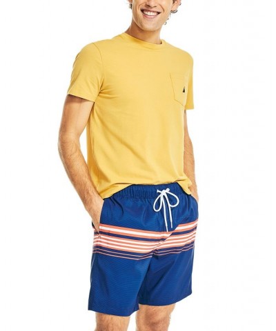 Men's Drawstring Variegated Stripe 6" Swim Trunks Blue $19.51 Swimsuits