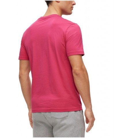 BOSS Men's Crew-Neck Cotton Multi-Colored Logos T-shirt Pink $37.44 T-Shirts