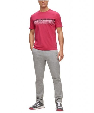 BOSS Men's Crew-Neck Cotton Multi-Colored Logos T-shirt Pink $37.44 T-Shirts