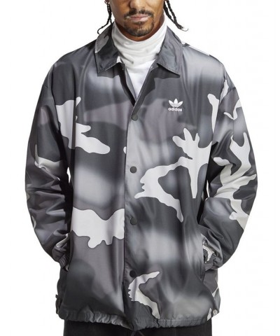 Men's Graphics Allover Camo Print Coach Jacket Black $46.80 Jackets