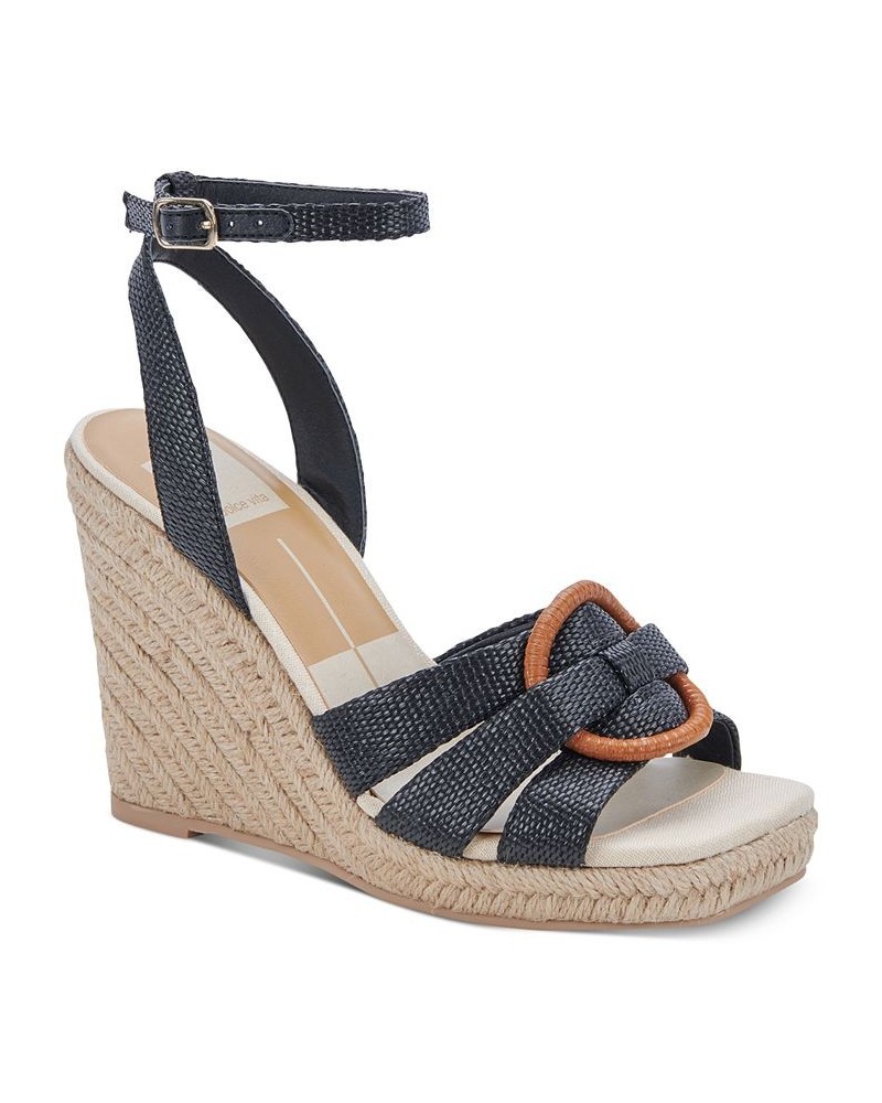 Women's Maze Platform Wedge Sandals Black $68.60 Shoes