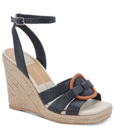 Women's Maze Platform Wedge Sandals Black $68.60 Shoes