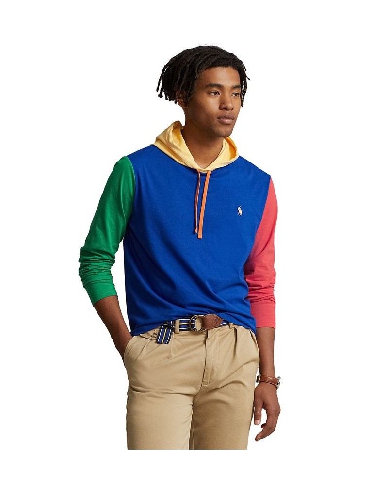 Men's Color-Blocked Jersey Hooded T-Shirt Blue $42.50 T-Shirts