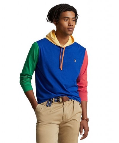 Men's Color-Blocked Jersey Hooded T-Shirt Blue $42.50 T-Shirts