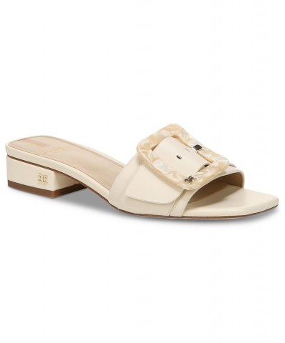 Deacon Block-Heel Buckled Slide Sandals White $57.40 Shoes