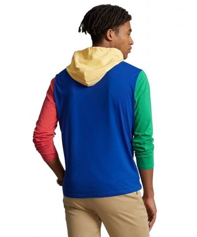 Men's Color-Blocked Jersey Hooded T-Shirt Blue $42.50 T-Shirts