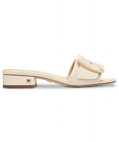 Deacon Block-Heel Buckled Slide Sandals White $57.40 Shoes