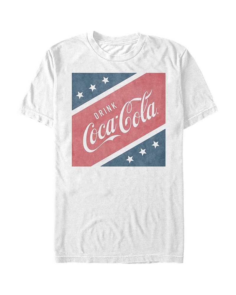 Coca-Cola Men's Stars And Stripes Square Short Sleeve T-Shirt White $14.70 T-Shirts