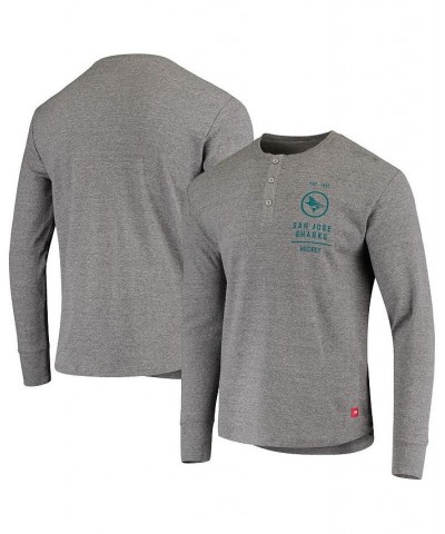 Men's Heathered Gray San Jose Sharks Campbell Henley Long Sleeve T-shirt $34.30 T-Shirts